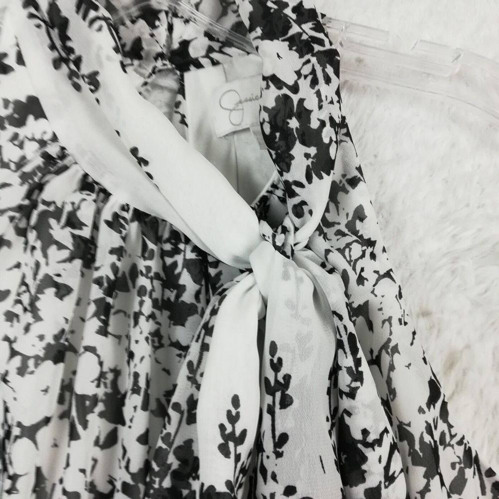 Jessica Simpson Womens Dress Halter Shift Above Knee White Black Floral Tie 2 - Picture 7 of 12